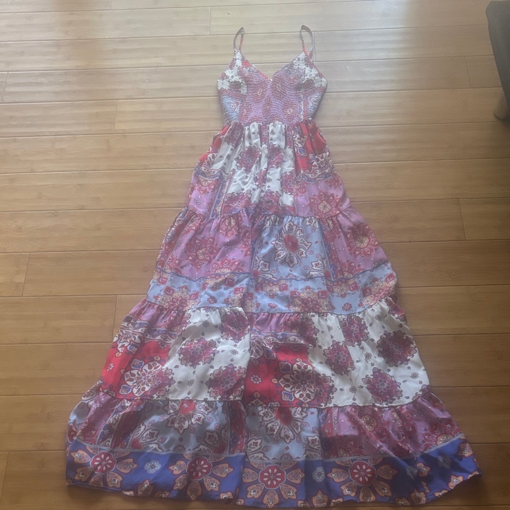 Yumi Kim Pink, Red & Blue Multi-Print Strappy Dress